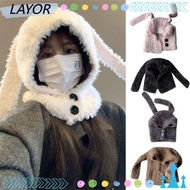 LAYORSG Balaclava Caps, Long Ears Warm Plush Bomber Hats, Ear Protection Winter Autumn Hats
