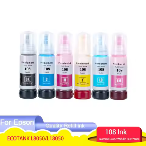 For Epson 108 ink Compatible Color Water Based Bottle Refill Bulk Inkjet Ink 108 for Epson L8050 L18
