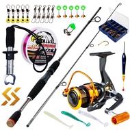Sougayilang อุปกรณ์สำหรับตกปลาทั้งชุด คันเบ็ดตกปลา 6ฟุต 2ส่วน เบ็ดตกปลาพร้อม12BB คันสปิ้น ตกปลา รอก 