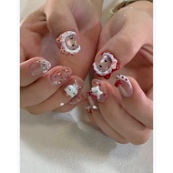 Kitty cute short nails, handmade manicure nails
