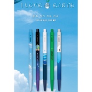 [Made In Korea] Munhwa I LOVE EARTH Retractable Ballpoint Pen, 0.5mm, Black, 5 pcs set