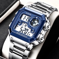 LIGE Fashion Digital Watch for Men Blue Waterproof Stopwatch Luminous Sports Wrist Watch