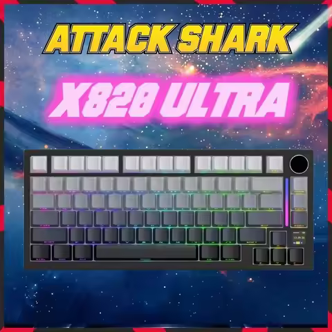 ATTACK SHARK X820Ultra Mechanical Keyboard,75% Gasket-mounte, Bluetooth/2.4G Wireless/Wired Mechanic