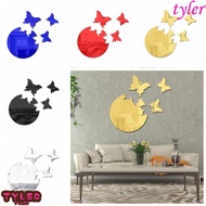 TYLER 4Pcs/set 3D Butterfly Mirror Sticker, DIY Mirror Butterfly Decal, 4pcs Acrylic Self-adhesive Butterfly Wall Sticker