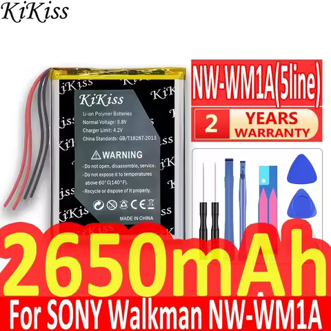 KiKiss Battery 2650mAh NWWM1A for SONY Walkman NW-WM1A NW-WM1Z Player 5-wire