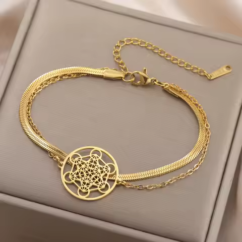 Skyrim Archangel Seal Metatron Pendant Bracelet Stainless Steel Male Female Buddhist Hindu Talisman 