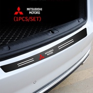 1pcs Carbon Fiber Car Trunk Sticker Car Logo Bumper Trim Protect  Strip Decorate Stickers for Mitsub