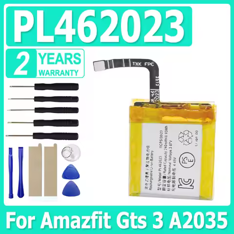 240mAh PL462023 Polymer Li-Ion Battery Cell For Amazfit Gts 3 A2035 Smart Sports Watch Bateria + Fre