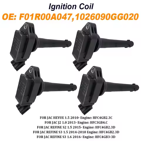 4PCS Ignition Coil High Quality F01R00A047 1026090GG020 1026090GH500 for JAC HEYUE J2 A13 A30 REFINE