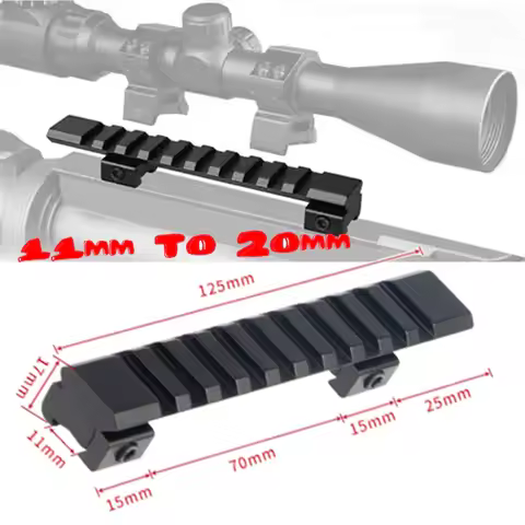 Tactical 11mm To 20mm Picatinny Scope 9/14 Slots Dovetail Rail Adapter Mount Base 25mm 45mm 95mm 125