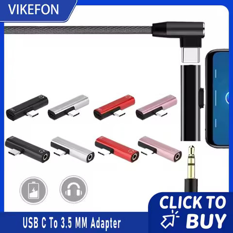 VIKEFON USB C To 3.5 MM Jack Earphone Audio Adapter Charging Converter 3.0 To Type C OTG for Macbook