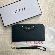 GUESS กระเป๋าสตางค์ใบยาวแฟชั่นพิมพ์ลายยุโรปและอเมริกาสีทึบความจุขนาดใหญ่กระเป๋าสตางค์ยาวขนาดกลางกระเ