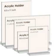 3 Sizes Acrylic Sign Holder - Clear T-Shape Plastic Display Stand, Double-Sided Paper & Sign Holder,
