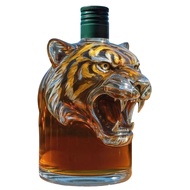Tiger Shape Whiskey Bottle 3D Animal Decanter 300ml Unique Glass Whiskey Bottle Gift for Whiskey Lov