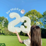 32 Inch Large Size Number Balloon/White Balloon/Number Balloon/Birthday Balloon/Age Balloon/Party Ba