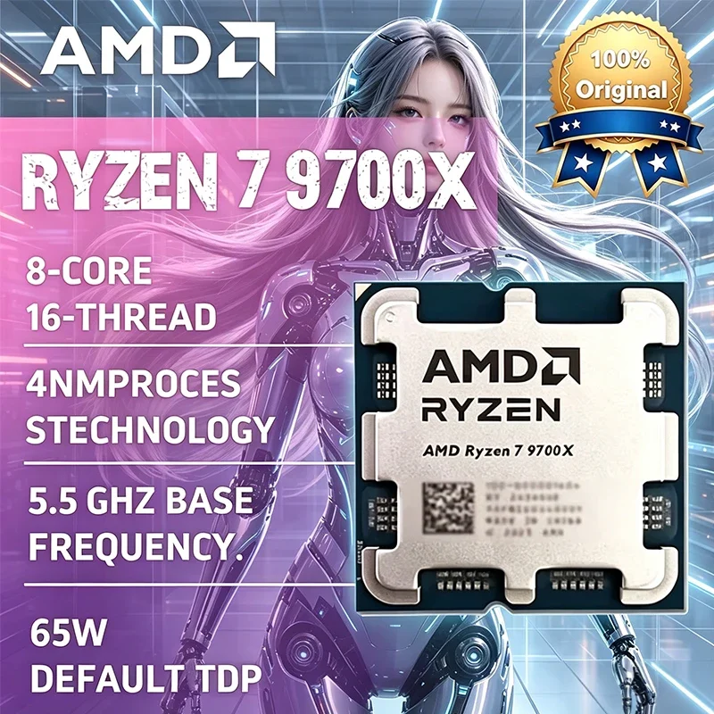 AMD | AMD Ryzen 7 9700X CPU 5.5GHz 8-Core 16-Thread 40MB Cache 4NM Socket AM5 Gaming CPU Processor W