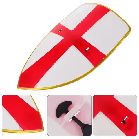 2Pcs Kids Plastic Medieval Shield Knight Templar for Roleplay Pretend Play Party Props 11.79x7.66 In