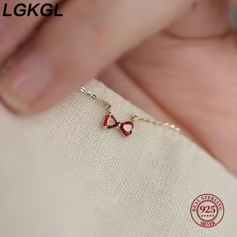 LGKGL Korean Sweet 5A Zircon Bow 14K Gold Necklace for Women 925 Sterling Silver Temperament Jewelry