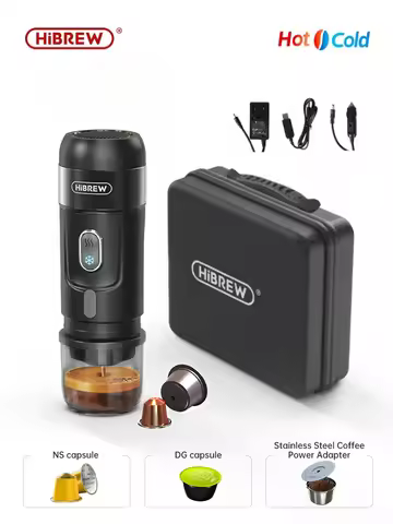 HiBREW Portable Coffee Machine Expresso Coffee Maker Fit Nexpresso Capsule Coffee Powder for Car Cam