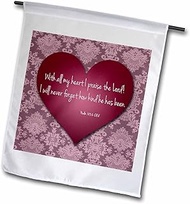 3dRose fl_41129_1 Vintage Valentine Heart in 3D with Psalm 103 Verse 2 on a Pink Lace Texture Backgr