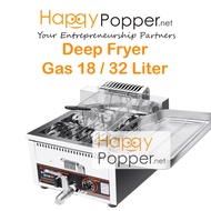 Happypopper Dapur Ayam Potong Gunting 18Liter Stainless Steel Basket Gas Deep Fryer 18 Liter 32 Liter 17升炸鸡排炉