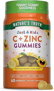 Vitamin C Gummies for Kids | with Zinc & Echinacea | 60 Count | Vegetarian, Non-GMO & Gluten Free | 