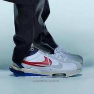 S.G Sacai x Nike Zoom Cortez SP DQ0581-100 潮流 復古 聯名款 阿甘鞋 白紅藍