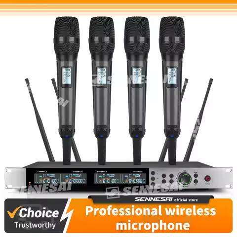 SKM9200/9000 Wireless Microphone (Whole Metal) 4 Channels UHF Professional Mic Dynamic Handheld For 