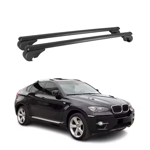 Roof Rack Cross Bars for BMW X6 E71 E72 2008-14, Alu Black Luggage Carrier
