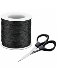 1卷0.8毫米diy尼龍繩（帶一副小剪刀）,適用於手鍊、串珠、項鍊、編織、風鈴、珠寶製作等用途