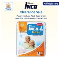 CLEARANCE Pureen Basic Inco Adult Diaper Large Size 10's
