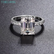 Pass Diamonds Test 4CT Real Moissanite Ring D Color Emerald Cut Diamonds Wedding 925 Sterling Silver