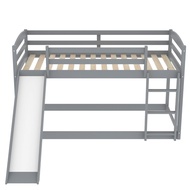 Gray Twin Twin Bunk Bed Convertible Slide Ladder