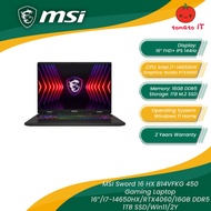 MSI Sword 16 HX B14VEKG 450 Gaming Laptop - 16" FHD+ IPS 144Hz/I7-14650HX/16GB DDR5/1TB SSD/RTX4060/