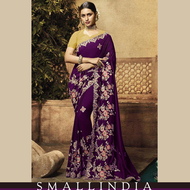 {**ส่งฟรี**} SMALL INDIA 🥻 Georgette Embroidery Saree 🥻 Women Designer Saree