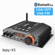 X5 100W*2 Bluetooth 5.0 Digital Class-D 2Channel for 4 Speaker Power Amplifier Coaxial Decoding USB Lossless Play USB OPT COA