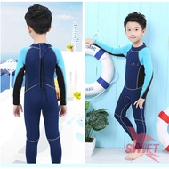 Children's One-piece Swimming Set to Keep Warm in Cold Weather to Heels - Blue - 2mm - 2.5mm Thick