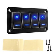 Ilikestore 4 Gang Rocker Switch Panel Pre Wired Toggle 20A Rated Current for Car