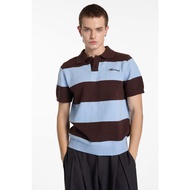PK01 - "MAZIC" FW25 KNIT POLO WOOL SHORT SLEEVES SKY BLUE W/ BROWN ACCENTS EXCLUSIVE