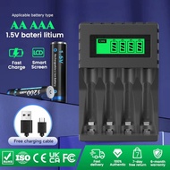 4 Slots LCD Smart AA Battery Charger for 1.5V AA Lithium Li-ion Rechargeable Battery 2A Fast Battery
