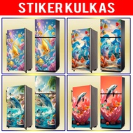 1-DOOR FRIDGE STICKER, 2-DOOR FRIDGE STICKER WITH FISH WALLPAPER MOTIF