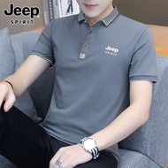 JEEP SPIRIT  2024ฤดูร้อนเสื้อโปโลผู้ชายสไตล์ Romon ธุรกิจแขนลำลองขาสั้น