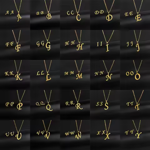 A-Z 26 Stainless Steel Initial Necklace and Earring Jewelry Set Letter Pendant Chain Alphabet Mom Ch