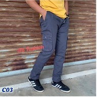 Cargo Army Slack 6Pockets Pants Unisex Tactical Elasticated Lelaki/Perempuan Waist Slimfit Local Sel