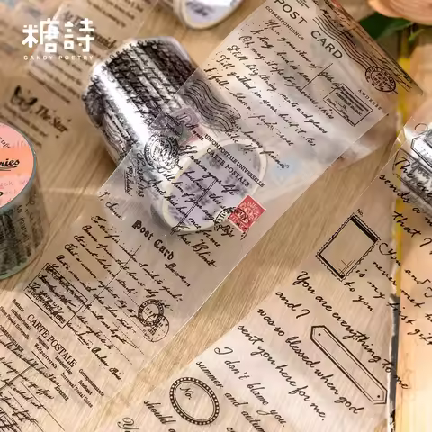 Transparent English Phrase Washi Tape Stickers PET Junk Journal Poem Letter Masking Tape Stickers Al