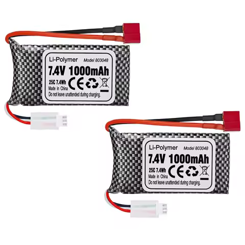 2PCS 7.4V 1000mAh T-plug Li-Po Battery For 18858 18859A 18859E HM163 HM164 35-DJ03 35-DJ04 SN-DJ02 1