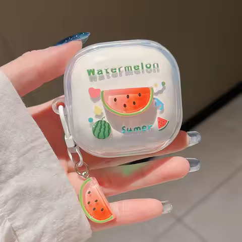 Cartoon 3D Flowers Watermelon DIY Earphone Case For Samsung Galaxy Buds Live FE 2 Buds2 Pro Soft Tra