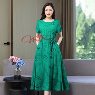 Váy Đầm Trung Niên Nữ Cho Mẹ Họa Tiết Dáng Dài qua gối V05 thời trang cho người lớn tuổi trung tuổi