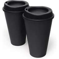 Rolling Sands USA Made 16 oz Reusable Coffee Cups with Lids 2 Pk, To Go Travel Cups, Hot or Cold Dri