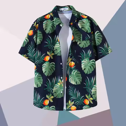 2025 Hawaiian Shirt Men's Coconut Tree Print Aloha Beach Shirt Oversized Vintage Men's Casual Wear M
